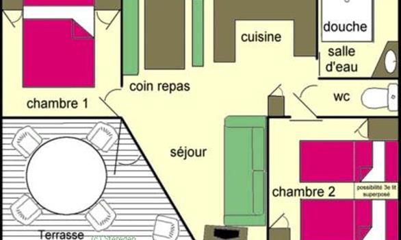 Single chalet (7,30 x 5 m) ; max 4 or 5 persons - Stereden, Village de Chalets