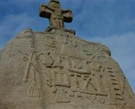 The famous christianized menhir of St. Uzec Pleumeur Bodou