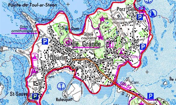 Map of Ile-Grande - Stereden, Village de Chalets